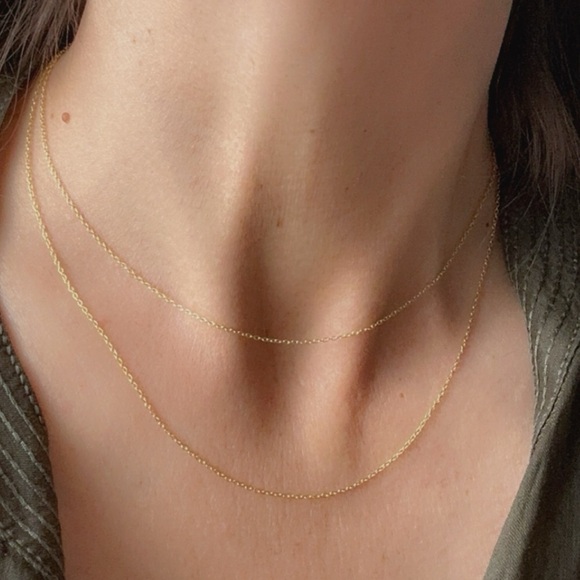 24k Gold Vermeil Round Link Simple Dainty Chain 32 inches - Picture 4 of 9